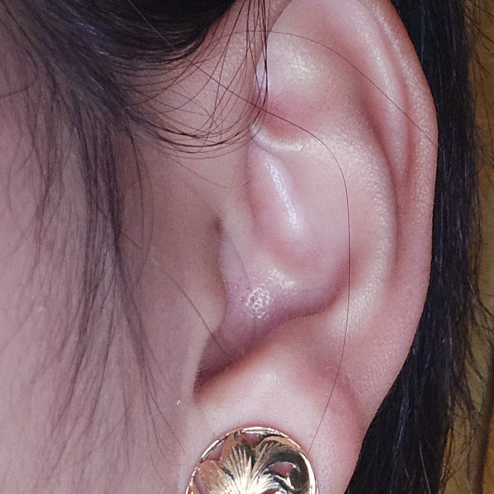 Gold Floral Clip-On Earrings - Picture 6 of 6